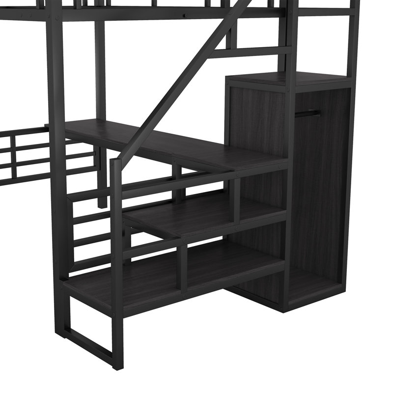 Lit mezzanine en métal avec bureau