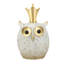 Magnifique hibou texturé blanc avec yeux surdimensionnés et couronne en fer doré