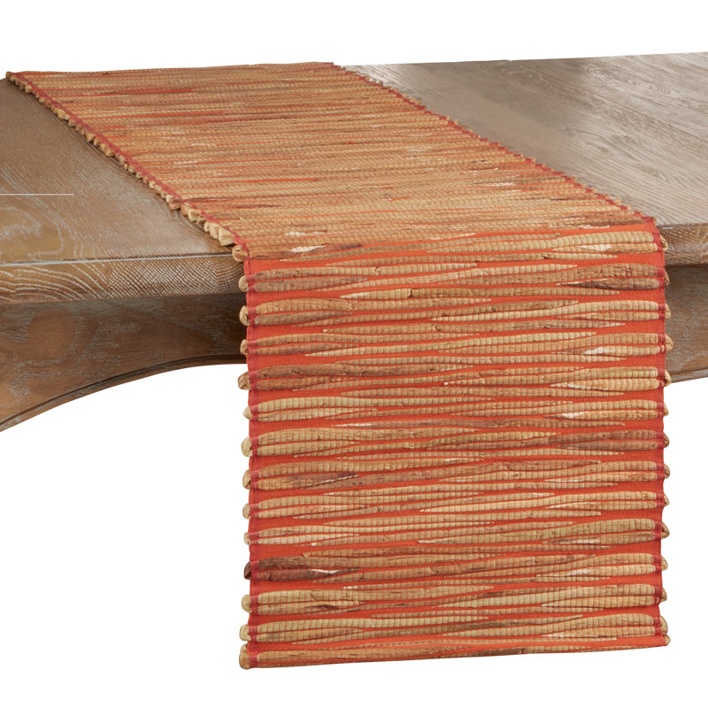 Kendari Water Hyacinth Table Runner, Orange, 14" x 120"