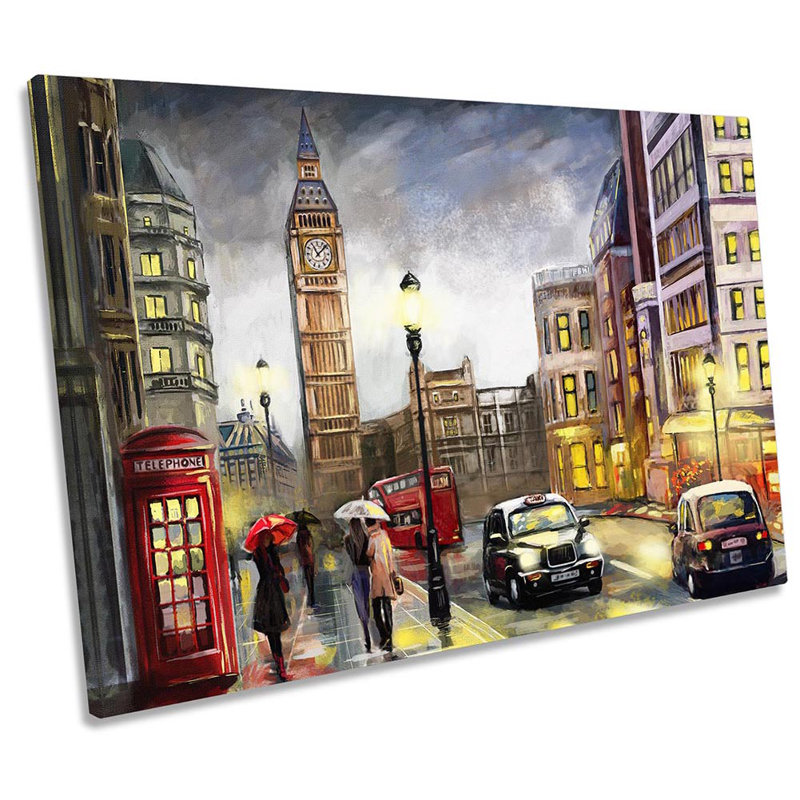 London Cityscape Painting - Wrapped Canvas Painting, 30.5cm H x 45.7cm W x 2cm D