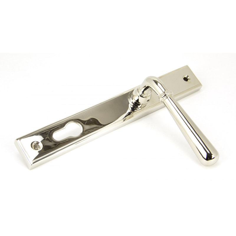 Newbury Lock Door Handle Kit, Polished Nickel
