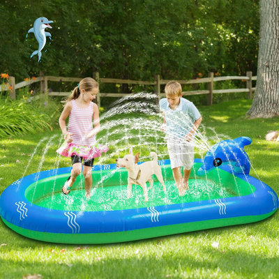 Plastic Oval Inflatable Pool 26'' H x 67'' W x 43'' L