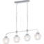 Lustre suspendu 4 lumières en nickel poli avec abat-jour en verre transparent Aria