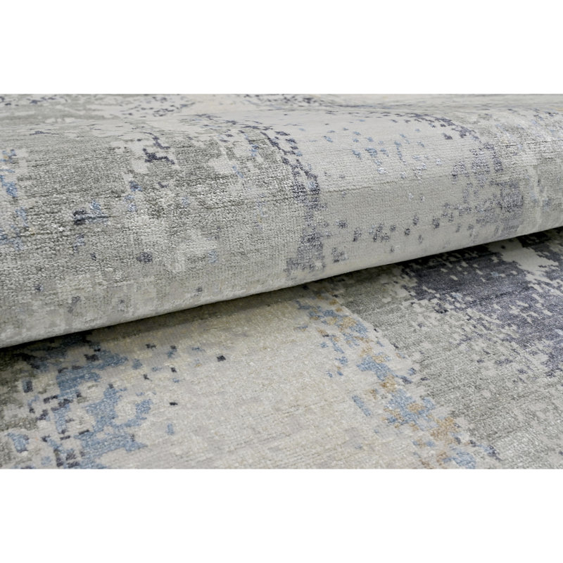 One-of-a-Kind Rectangle 8'10" x 12'1" Area Rug in Silver/Black/Blue/Brown