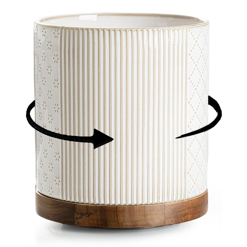 Très grand porte-ustensiles rotatif pour comptoir de cuisine, ensemble de pots à ustensiles en céramique de 7,2 po pour petits et grands organisateurs de comptoir