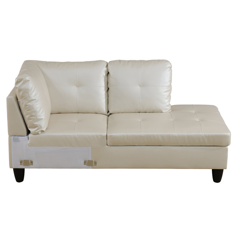 Canapé modulaire en similicuir 3 pièces, Similicuir beige, Orienté à droite