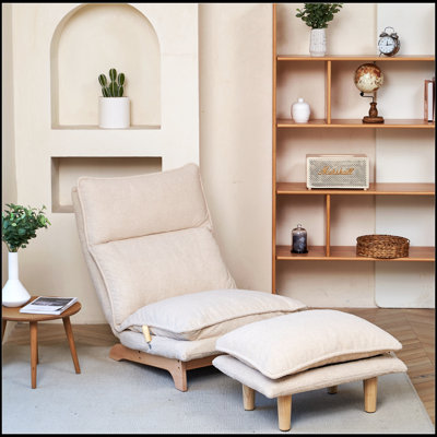 Foldable Reclining Sofa Chair for Balcony and Bedroom, Soft Fabric and High-Density Sponge for Ultimate Comfort