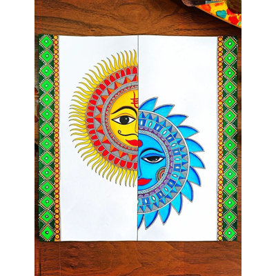 Le lien du soleil et de la lune | Peinture sur papier | Par Anshu Tripathi