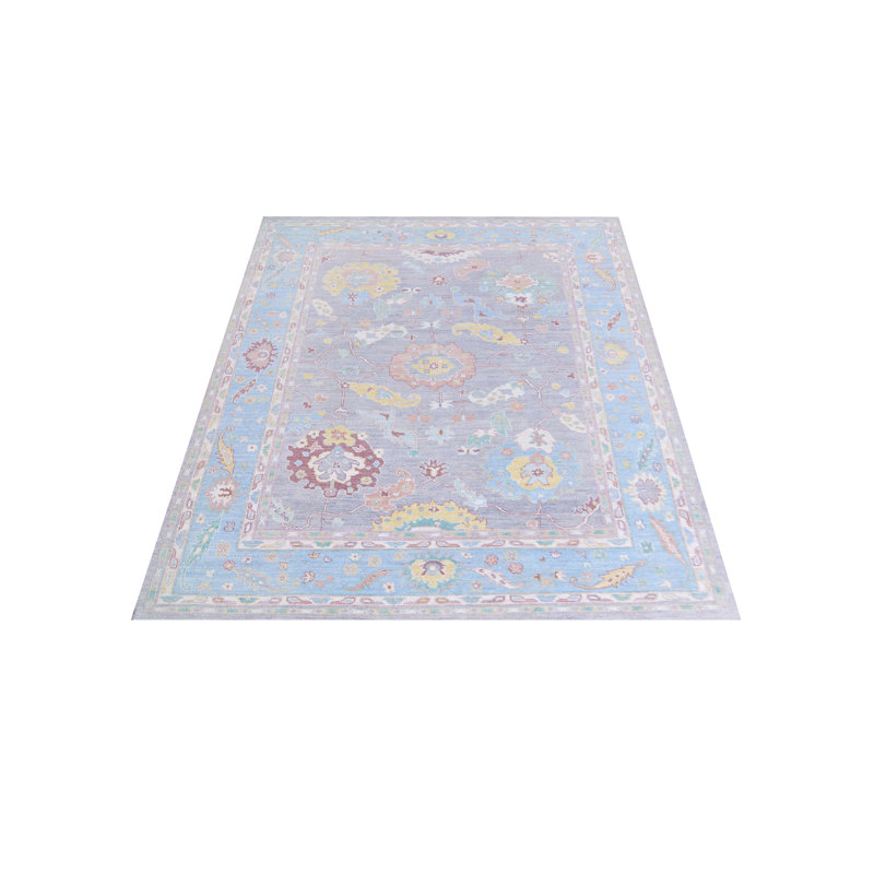 Pacific Ushak Wool Weft 8x11 Lilac / Blue Transitional Hand Knotted Rug