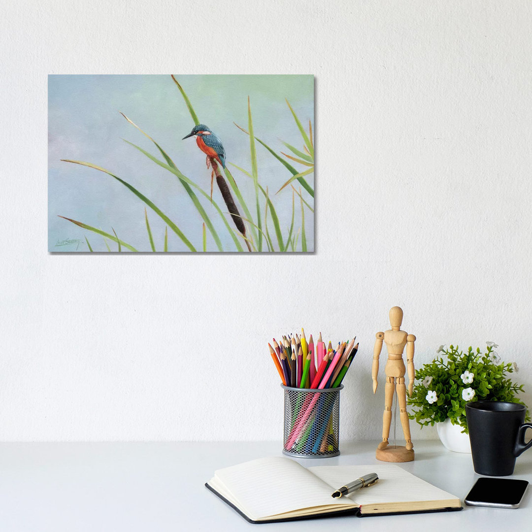 Kingfisher Perched Among The Reeds by David Stribbling - Wrapped Canvas Gallery-Wrapped Canvas Giclée