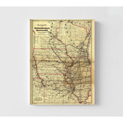 Rockford Rock Island And Saint Louis Railroad 1868, Railway History Print, US Railroad Map, Fun Train Map Poster, US Old Print