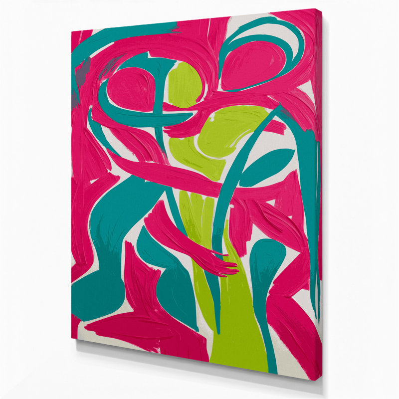 Abstrait art figuratif sur toile rouge 83, H 14 po x l 11 po