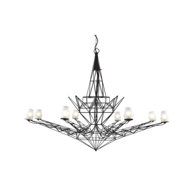 Lustre transitionnel à cadre noir 8 lumières