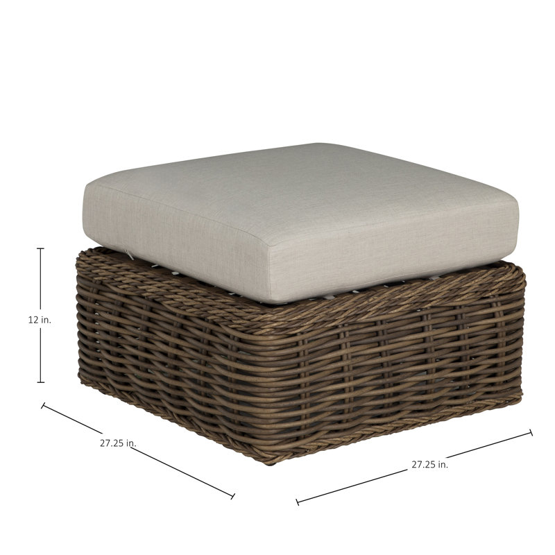 Repose-pieds d'extérieur Soho Woven N-Dura, Pas de soudure, Velours indigo, Raphia