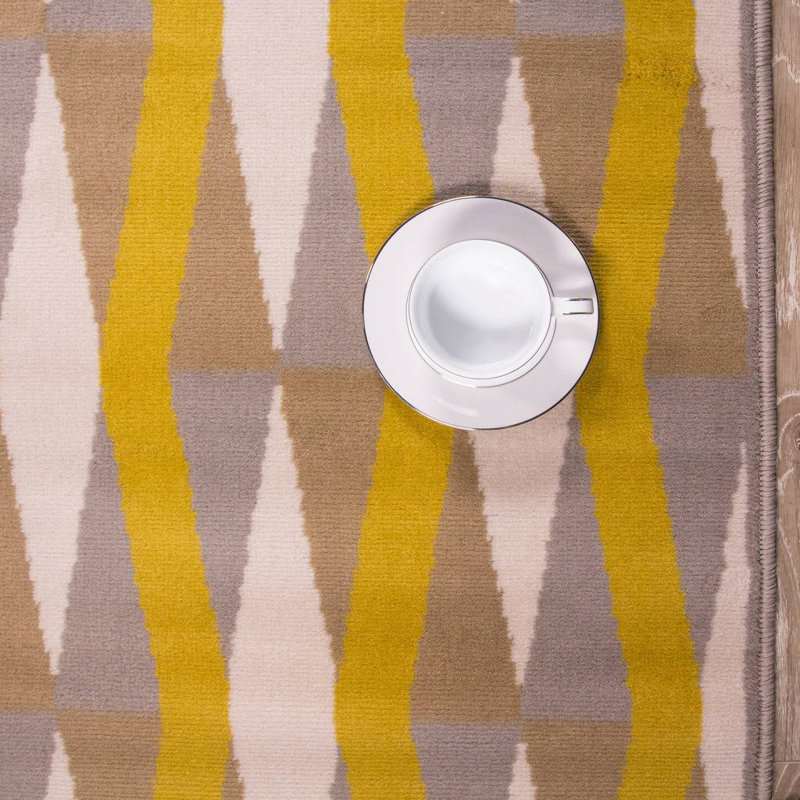 Zhora Shaggy Ochre/Grey Rug, Rectangle 160 x 230cm