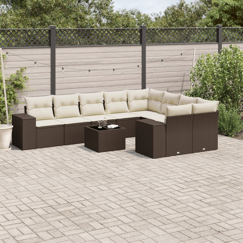 Vidaxl Garden Sofa Set Brown, Cream White
