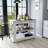 Kitchen Island 36" H, Six Casters, Two Drawers, Two Open Storage Shelves, Towel Hanger