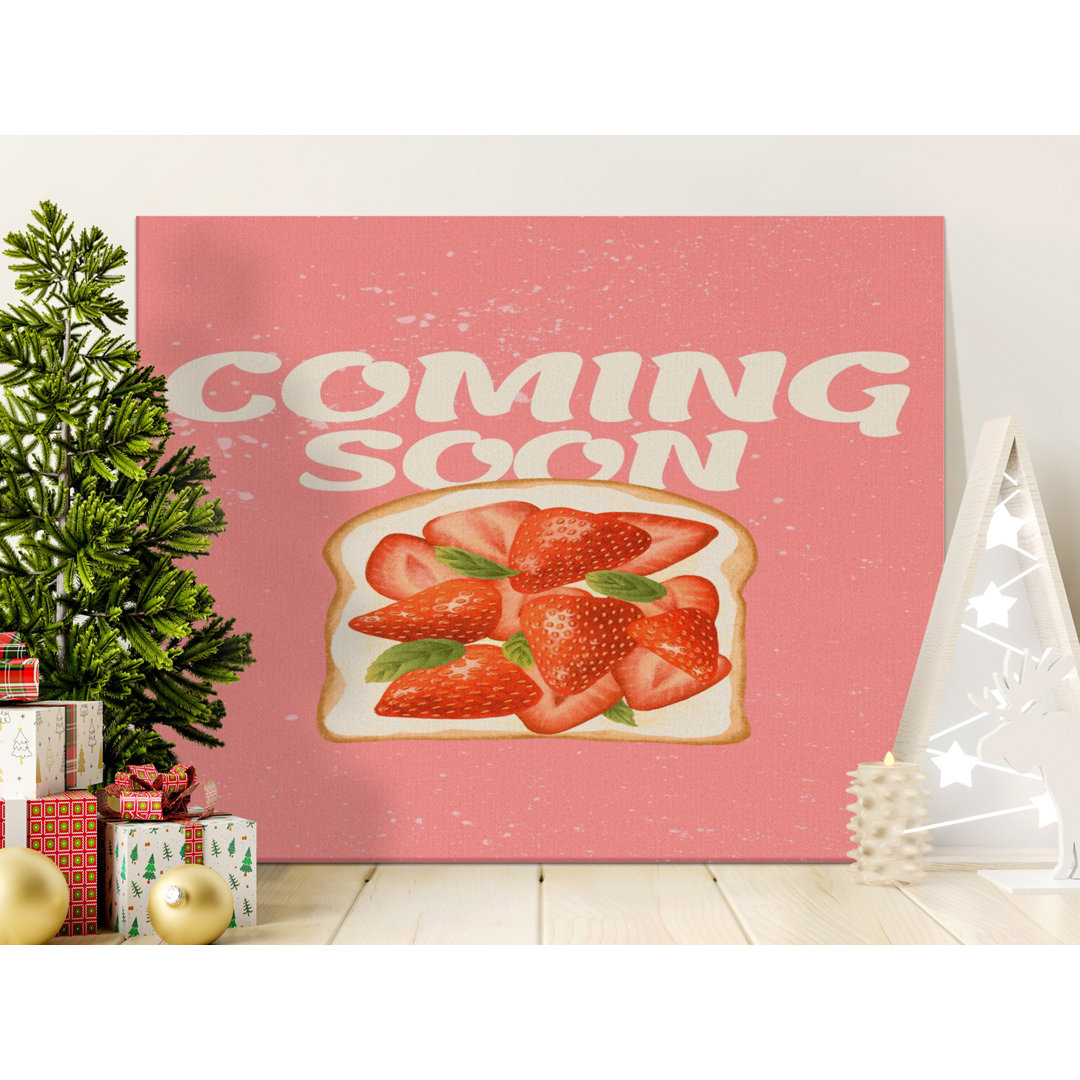 Strawberry Toast Pullen Print, Coming Soon Gallery Wrapped Matte Canvas, Ready to Hang, Archival Quality, Modern Kitchen decor