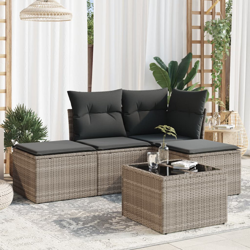  Ensemble de canapé de jardin gris clair, gris foncé