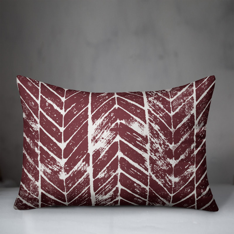  Coussin lombaire délavé à chevrons, Marron