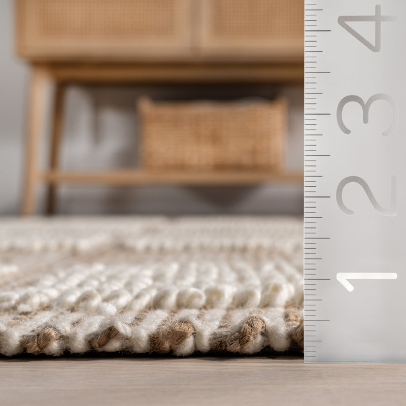 Ivory Textured Jute and Wool Rectangular 8' x 10' Area Rug