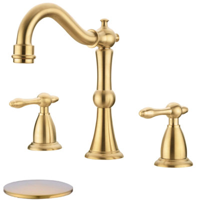 Widespread 2-handle Bathroom Faucet with Drain Assembly