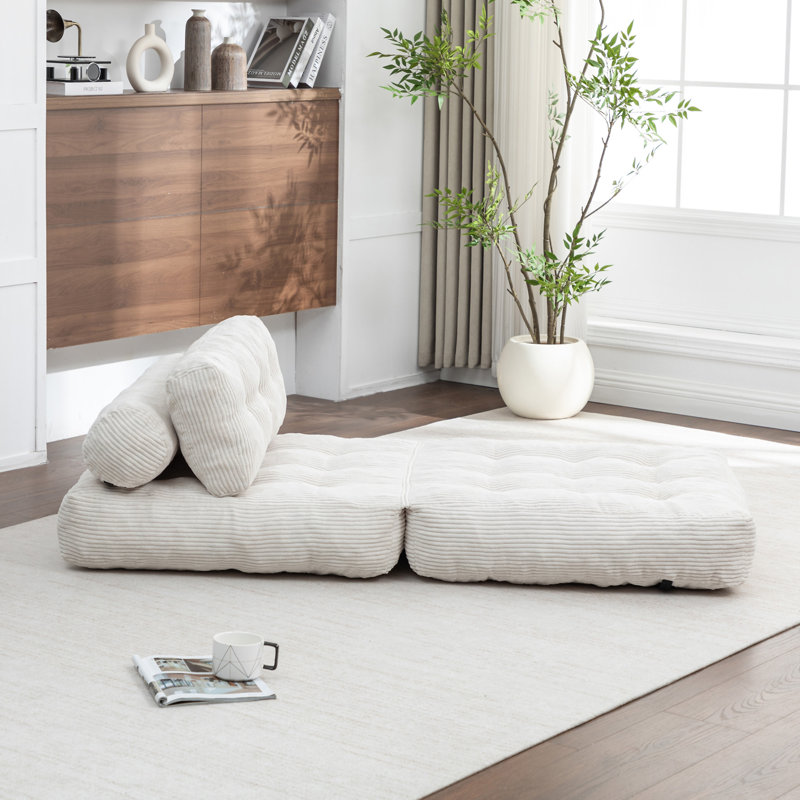 Folding Sofa Bed, Beige Corduroy