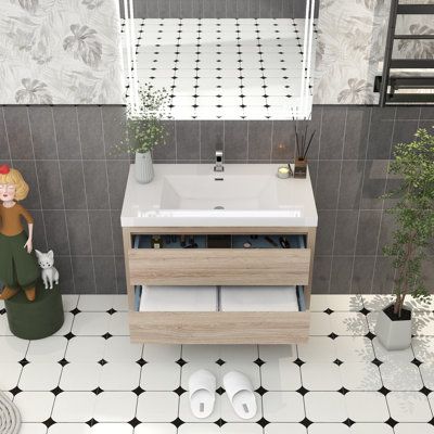 Ensemble de meuble-lavabo simple 35,5 po avec plateau en acrylique Emert