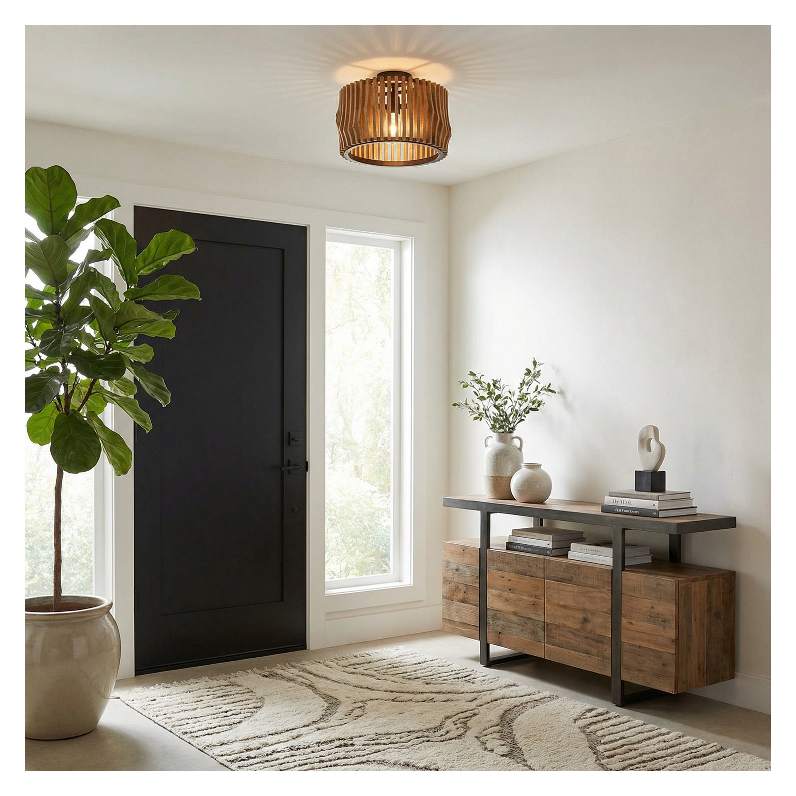 Cortia Single Light Solid Wood Dimmable Pendant
