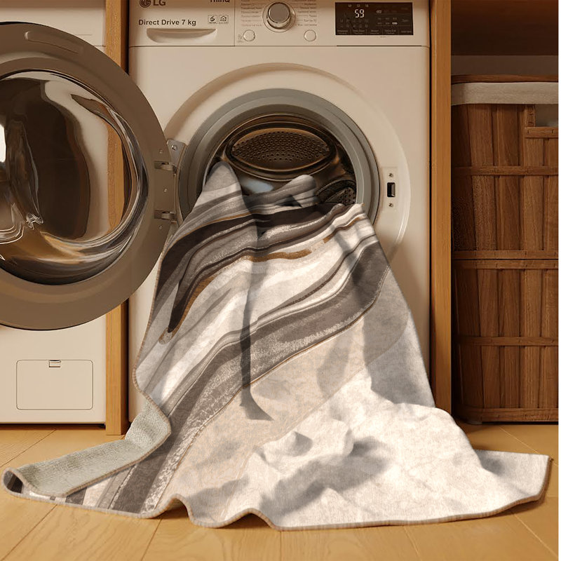 Tapis beige lavable à la machine moderne Brentwood, 3 X 5