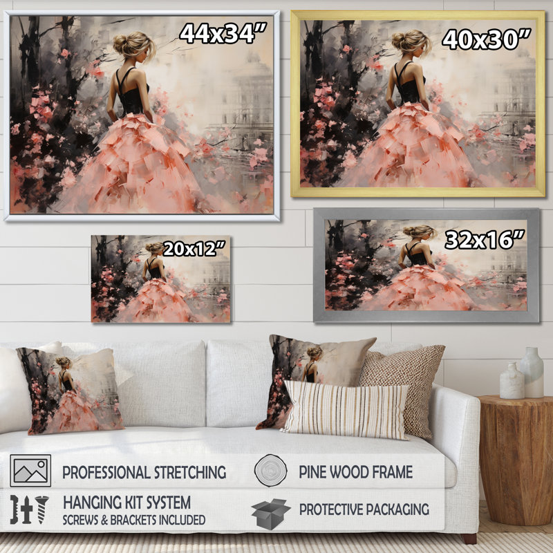 Fashion Fashion Elegance Unveile I - art mural mode, Cadre flottant noir, H 12 po x l 20 po x P 1 po