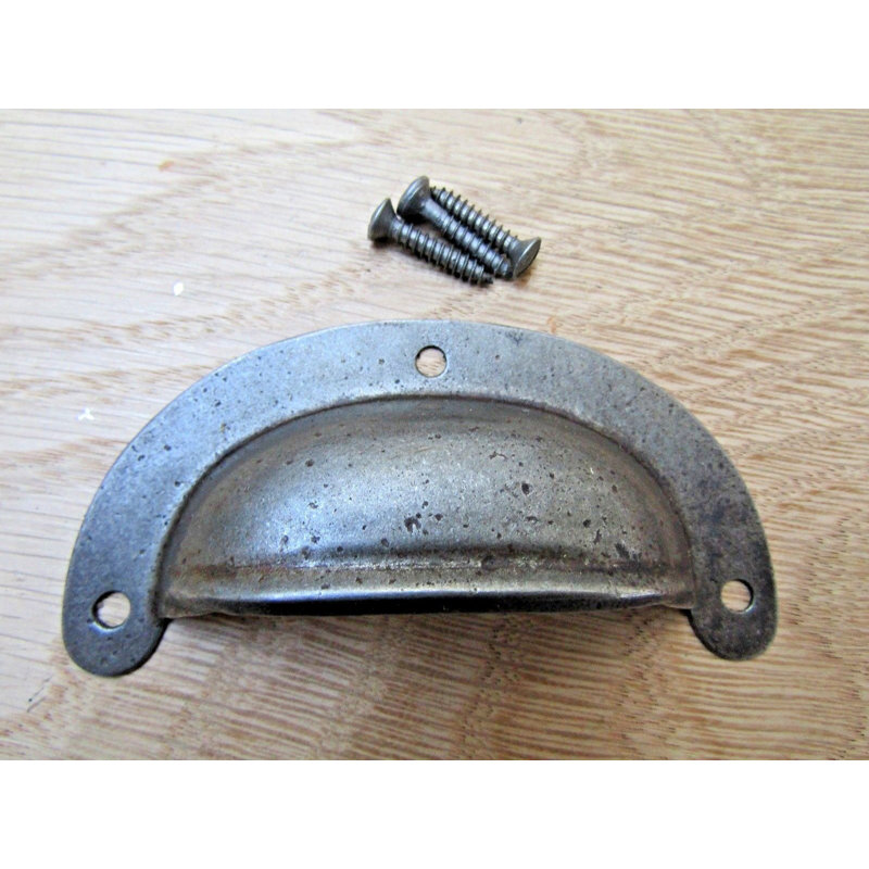 Lugged Pressed Steel Cup Pull Antique Iron, Natural
