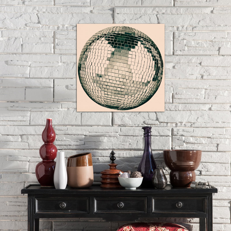 «Modern Disco Ball», impression sur toile, H 26 po x l 26 po x P 1,5 po, Pas de tapis, Toile tendue