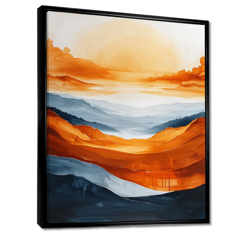 «Nyre Fading Autumn Mountain Landscape III - Mountains», reproduction sur toile, Noir, Reproduction avec cadre flottant