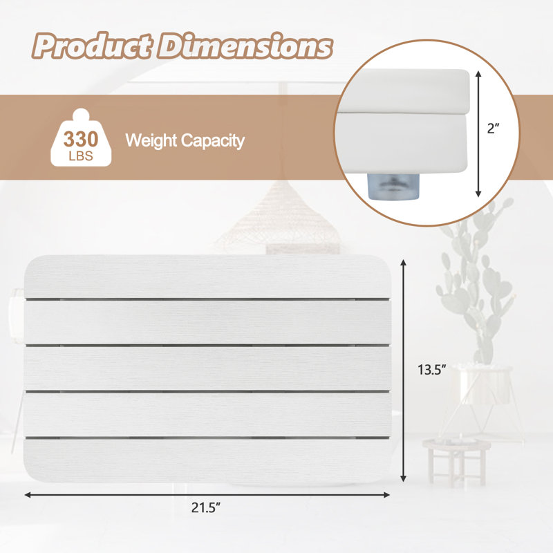 Tapis de bain en plastique / acrylique Prima avec envers antidérapant, L 13,5 po x L 21,5 po, Blanc