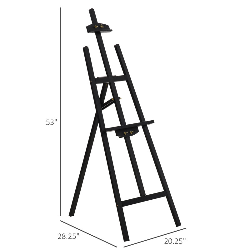 Homcom HomCom Folding Solid Wood Tripod Easel, Black