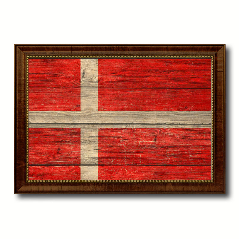 Impression sur toile, "denmark country flag", H 19 po x l 27 po x P 1 po, Encadrement brun