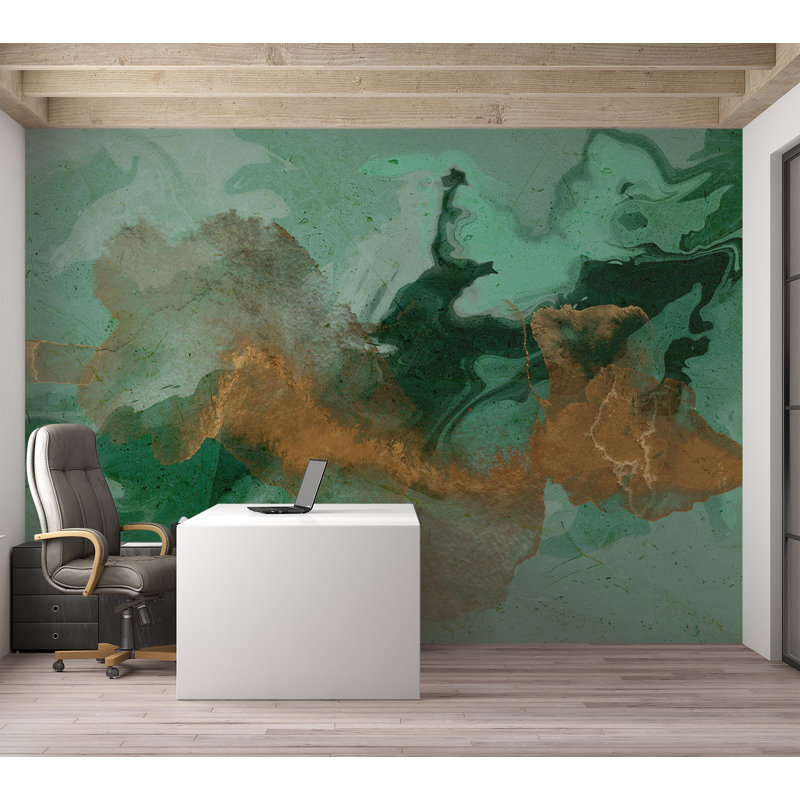 Papier peint abstrait - Malachite, L 110 po x l 157 po