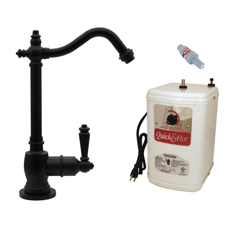 Robinet distributeur d'eau chaude à poignée simple Victorian 9 po avec réservoir de chauffage instantané, Noir mat