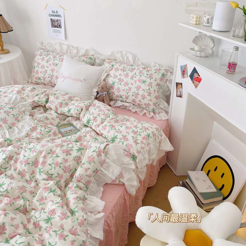 Chic 100% Cotton Flower Printed Duvet Cover Set, Floral 06, Twin Duvet Cover + 2 Standard Pillowcases