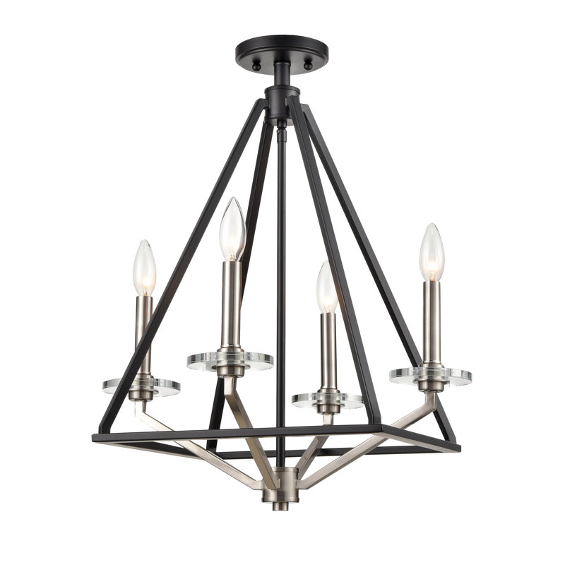 Raleigh - Lustre miniature à 4 lumières - 45,7 cm (18 po) - Finition nickel satiné noir - Suspension par chaîne