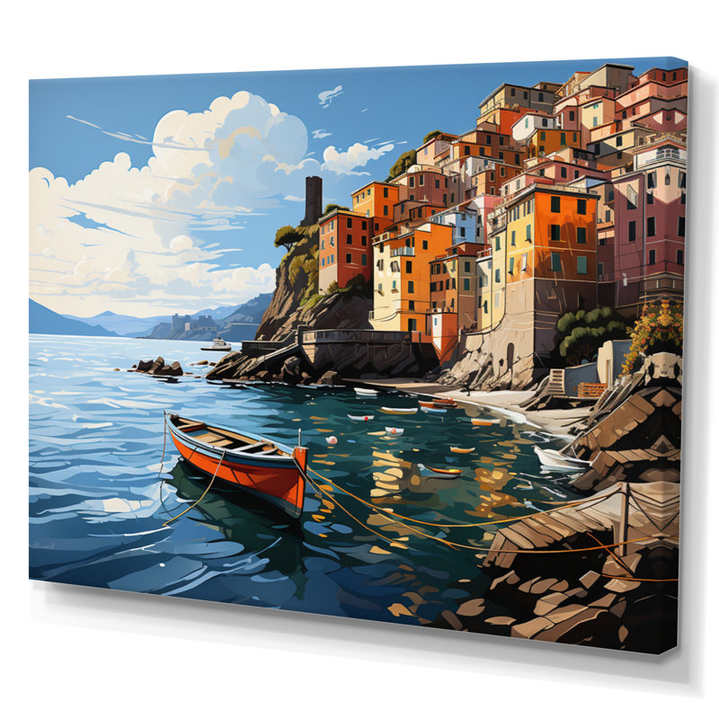 «Beige Italy Cinque Terre I» sur toile, H 24 po x l 32 po x P 1 po, Toile tendue
