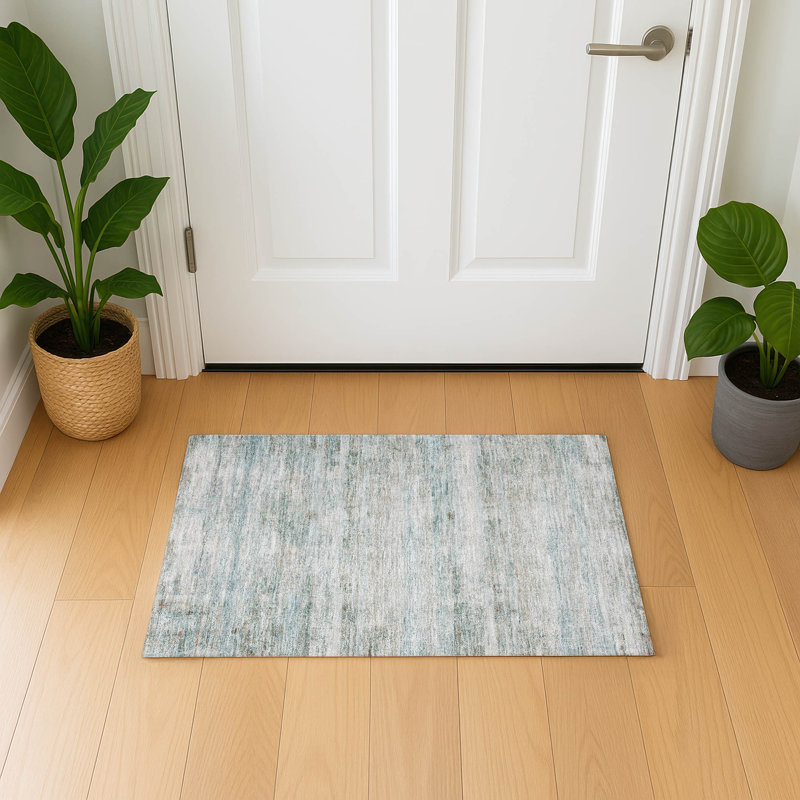 Tapis de qualité supérieure lavable à la machine Mayfield AMF2154, Turquoise, Rectangle 1 pi 8 po x 2 pi 6 po