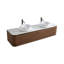 Meuble-lavabo de salle de bain aux courbes naturelles avec lavabo double et rangement à fermeture en douceur-1096306091