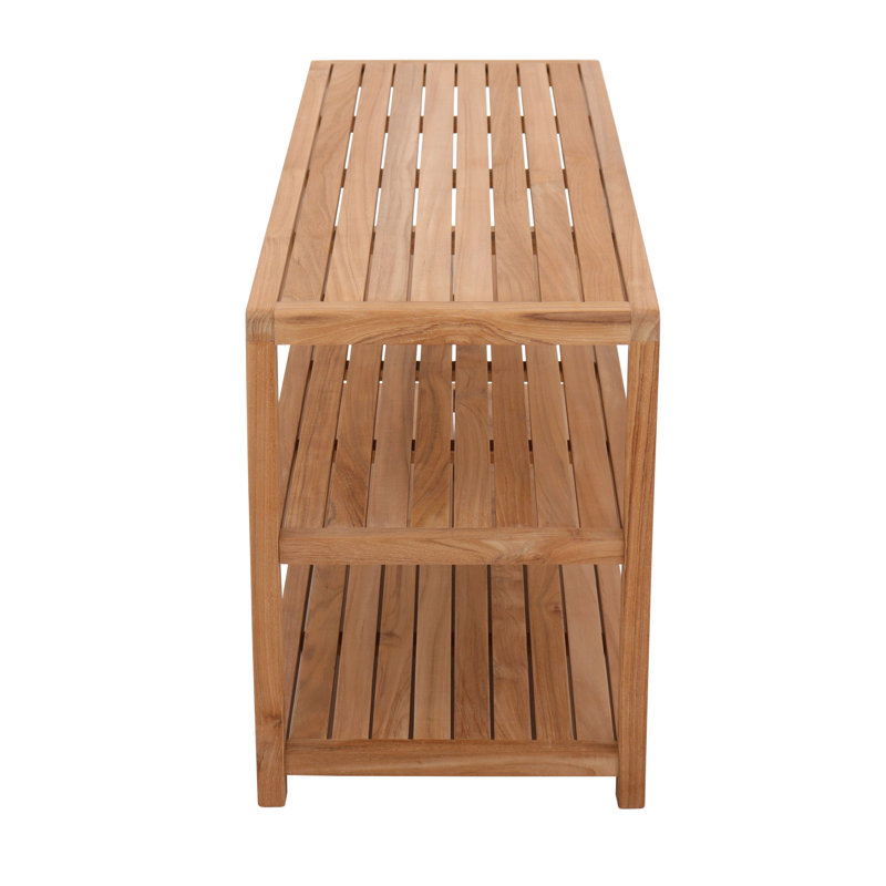 Banc de douche en teck Navjat, H 19 po x l 40 po x P 14 po