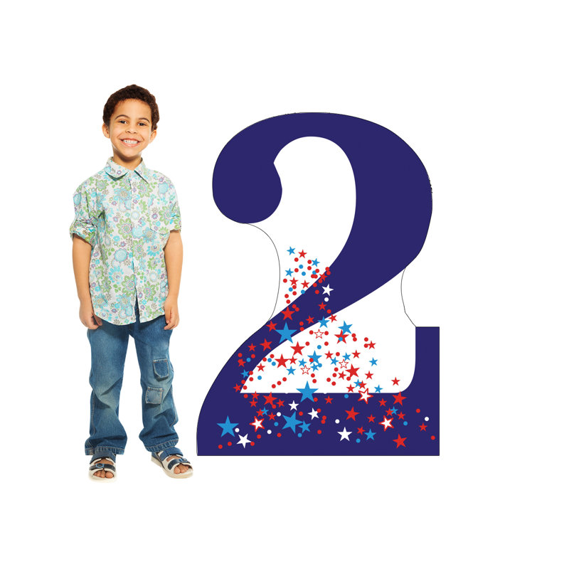 Patriotic Number 3 Cardboard Stand-Up with Stars