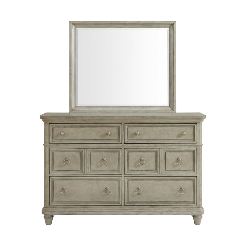 Ensemble commode et miroir gris clair