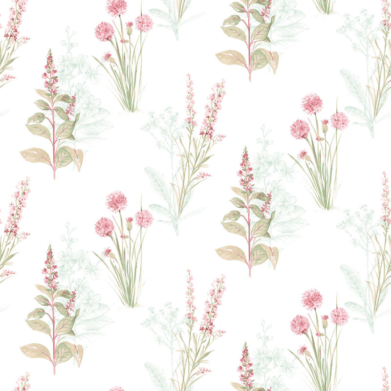 Garretson 10m x 52.8cm Satin Wallpaper Roll, Pink/Green