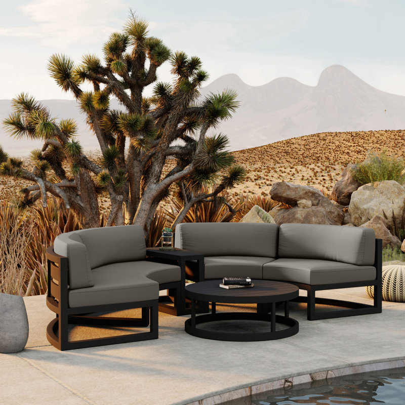 Avion Outdoor 4 - Piece Conversation Set, Canvas Charcoal Sunbrella® Canvas, Black