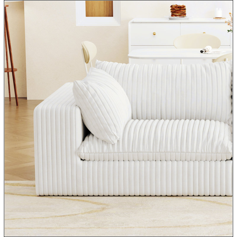 Canapé Cloud avec tissu velours côtelé, assise profonde, conception à deux couches, coussins amovibles, sans assemblage, combinaison de bricolage pour une utilisation polyvalente dans les salons et les chambres